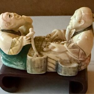 Netsuke Ivory and Green Figurine